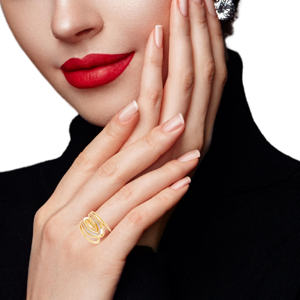 Shop online premium 18K gold-dipped sterling silver wrap ring with sparkling cubic zirconia.