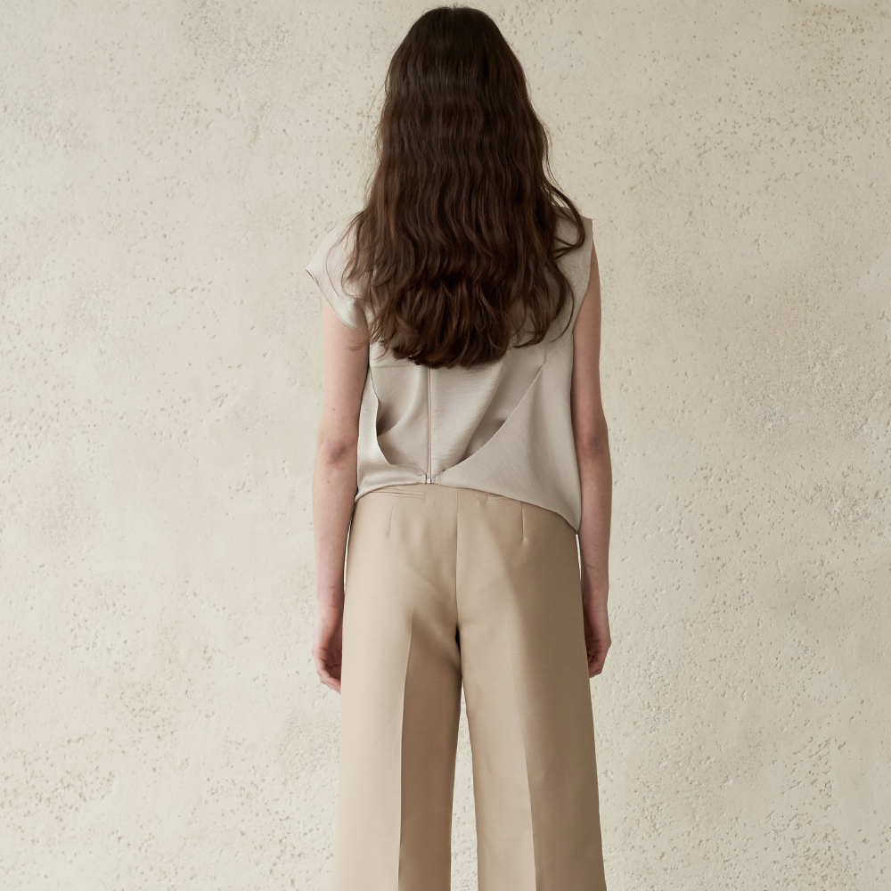 Stylish tuck-detail blouse in Dutch White for luxury women clothing. Shop now!