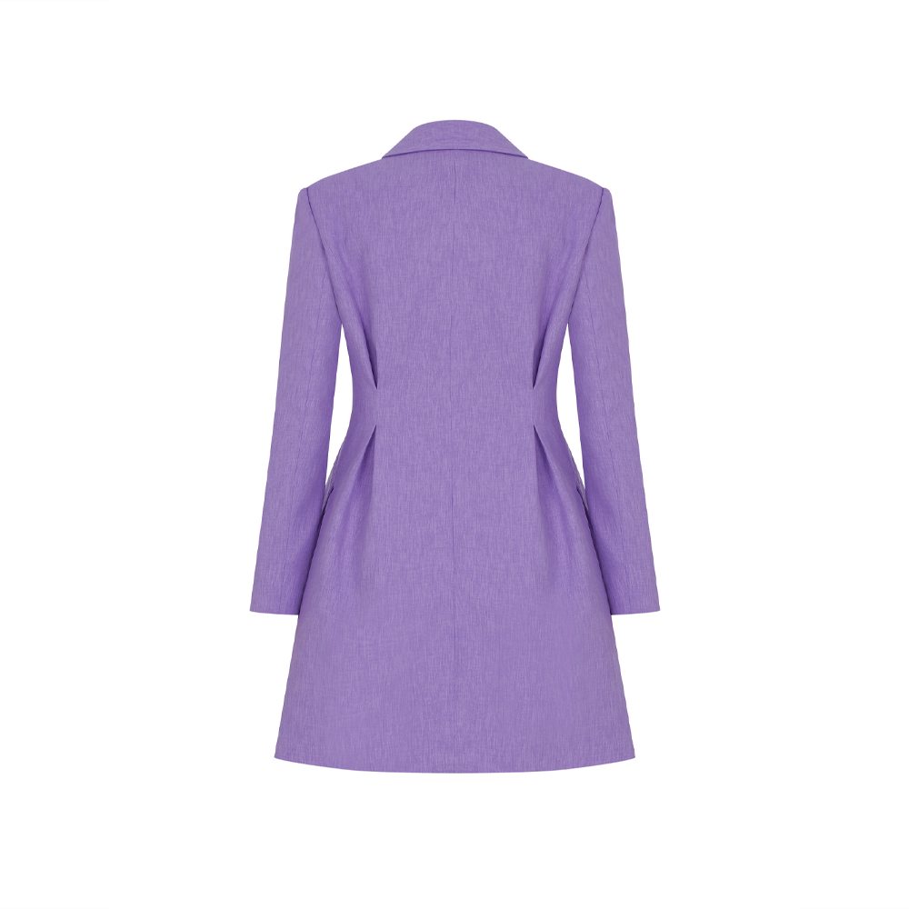 Valerie Shoulder-Padded Blazer Dress in Mauve Mist