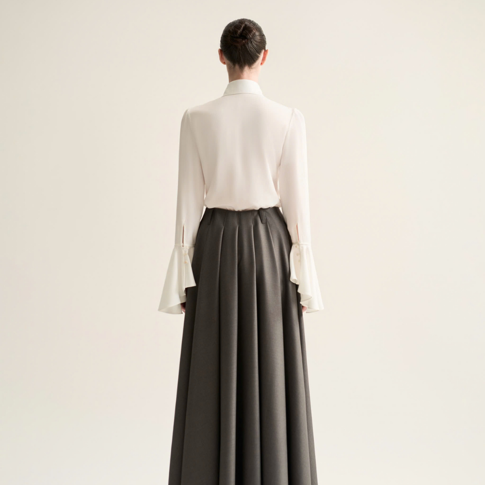 Velora A line skirt in soft wool for fine womenwear charm. Shop Now!