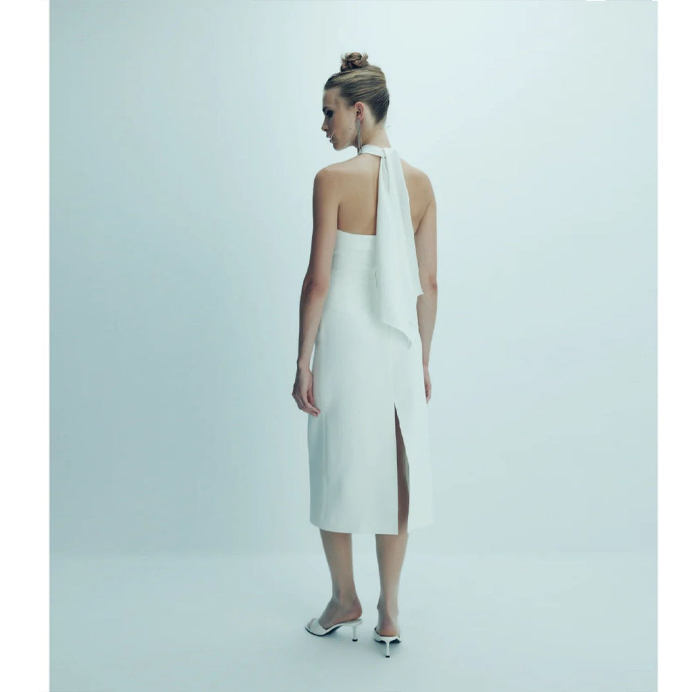 Women cloth shops offer stylish Viana Crepe Midi Dress crafted beautifully. Shop Now!