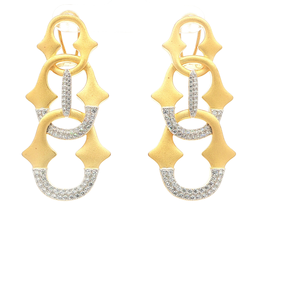 Shop online premium 18K gold Victorian link earrings with sparkling cubic zirconia stones.