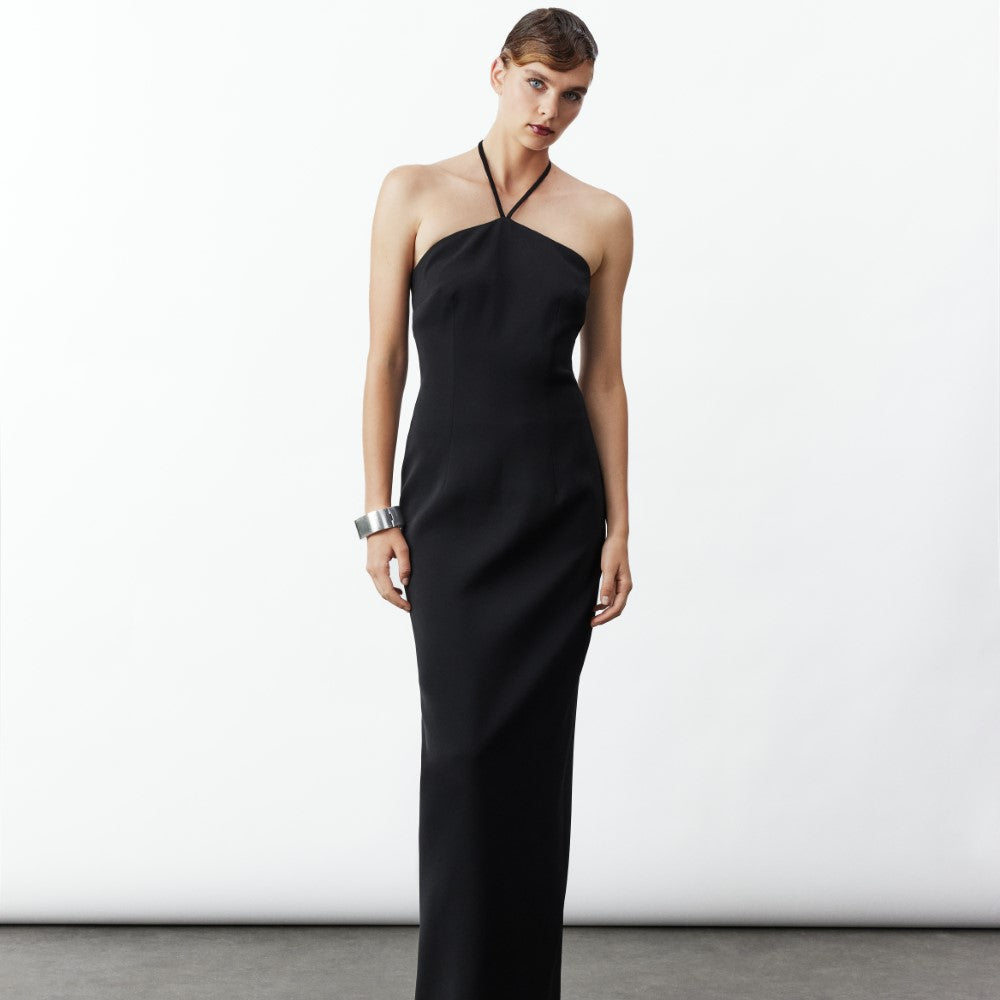 Violette Midi Crepe Dress In Black