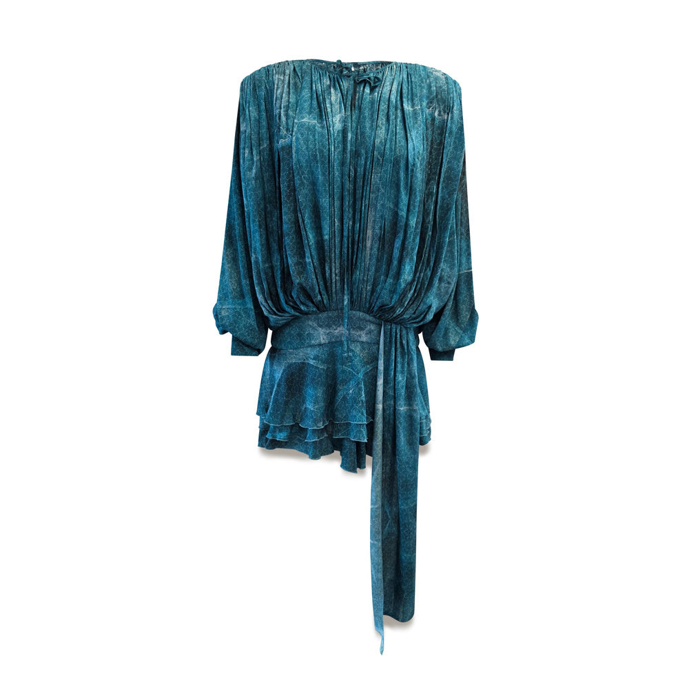Shop online from our exclusive website and discover the Whale Harmony Draped Eucalyptus Dress by Benedetti Life, crafted from TENCEL™ Lyocell for fluid elegance and sustainable luxury.