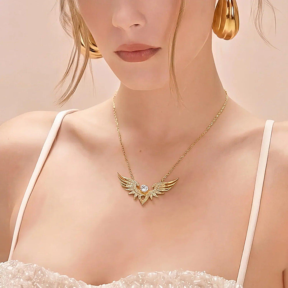 Discover the Winged Heart Gold Vermeil Necklace at The Luxe Maison, featuring an elegant winged heart design crafted in luminous 18K gold vermeil.