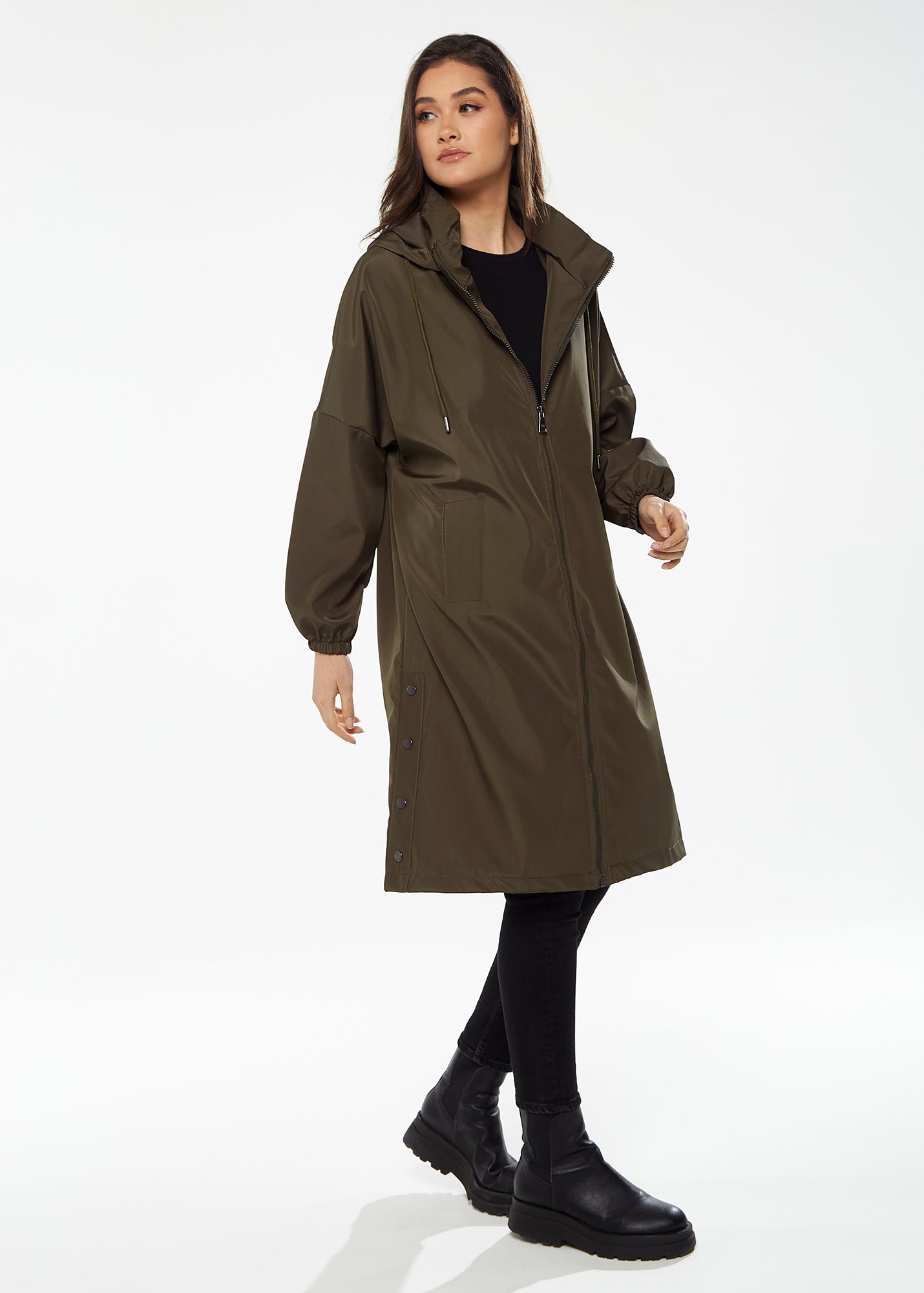 Women's Never Give Up Parka in Khaki with Full-Length Sleeves, Eye-Catching Embroidery, and Practical Side Pockets