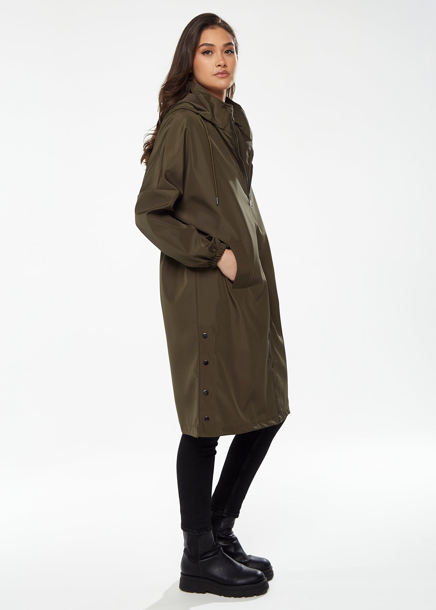 Women's Never Give Up Parka in Khaki with Full-Length Sleeves, Eye-Catching Embroidery, and Practical Side Pockets