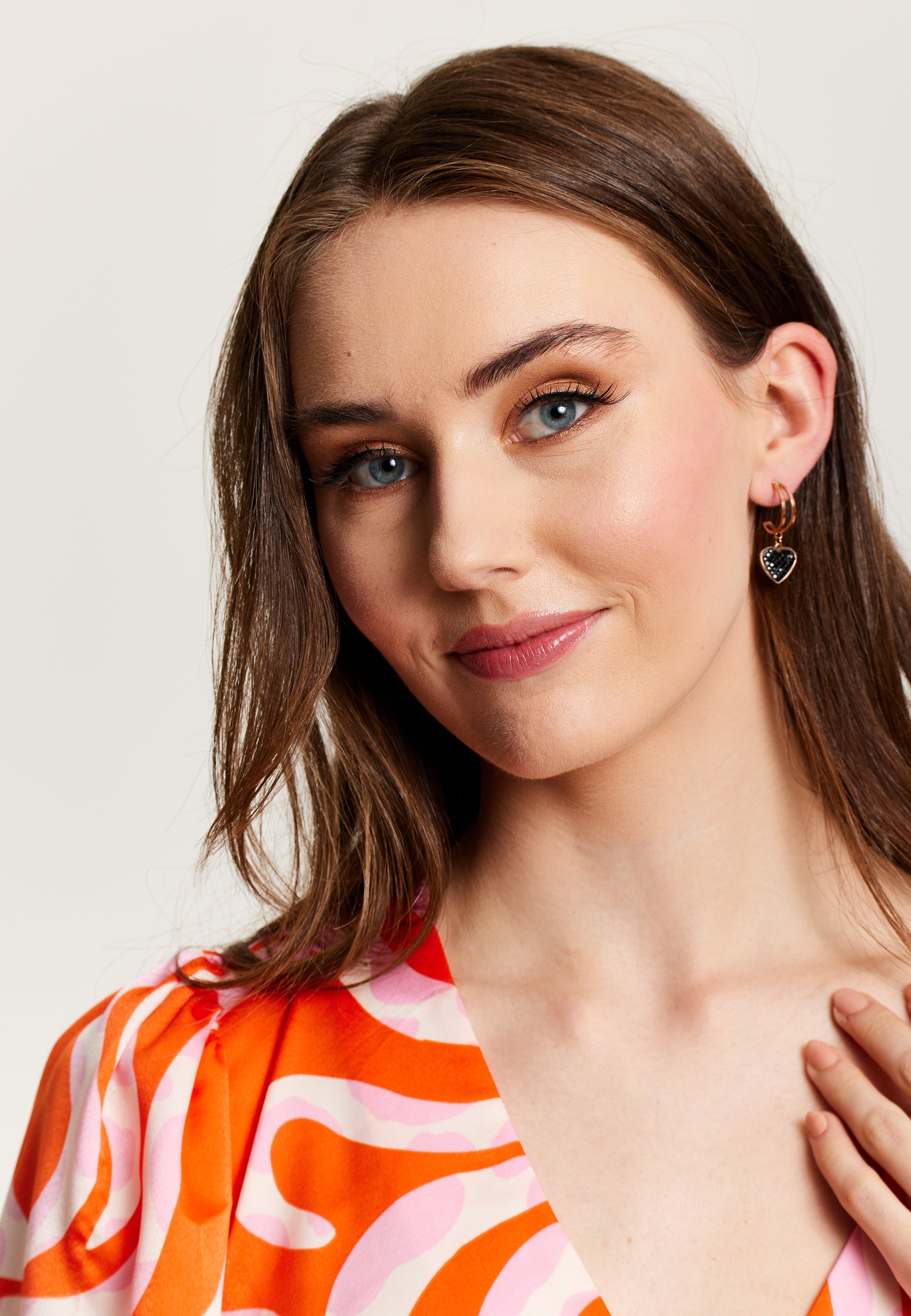 Liquorish Black Diamanté Mini Double Hoops Earrings In Black & Gold