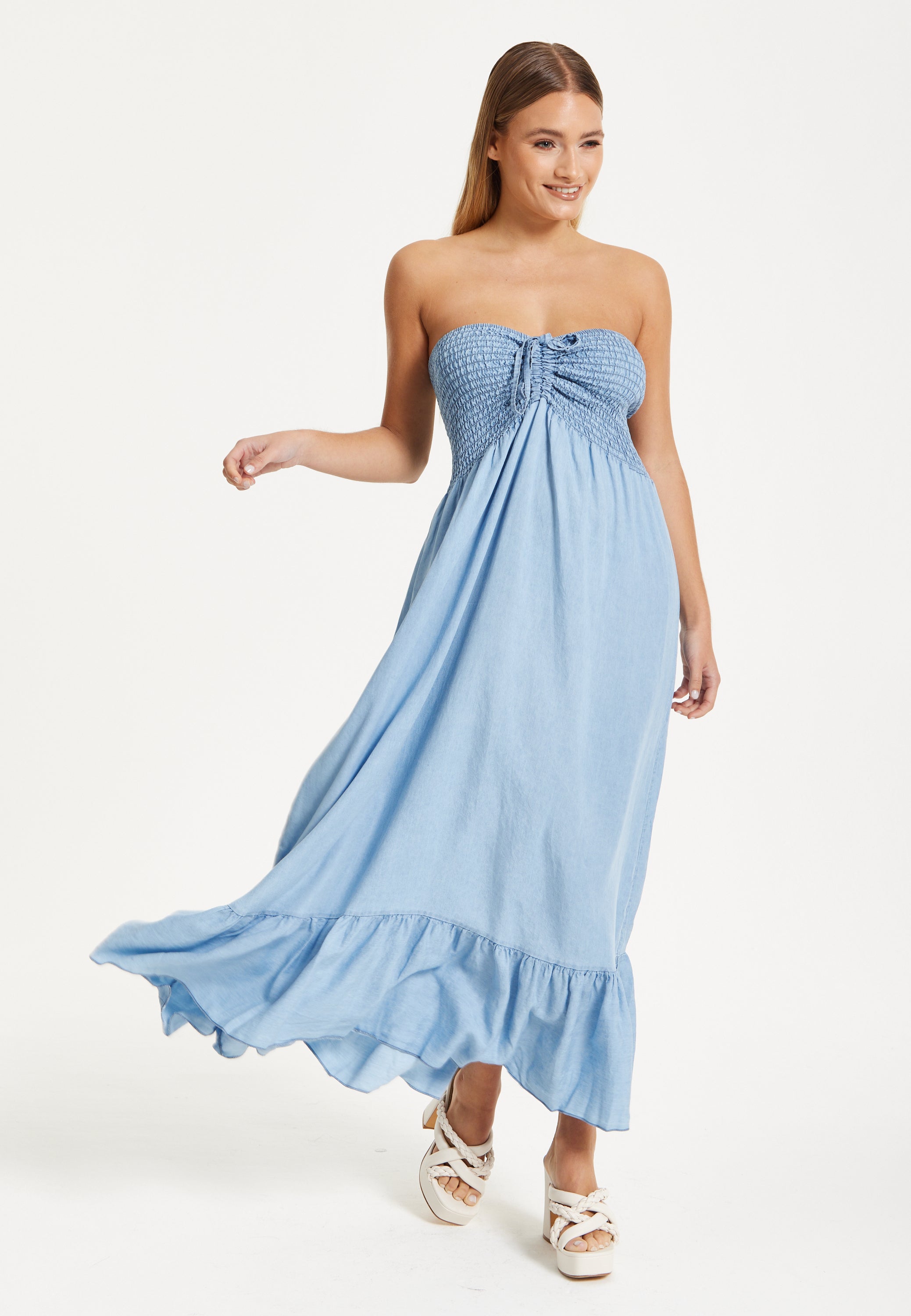 Tencel Strapless Maxi Dress