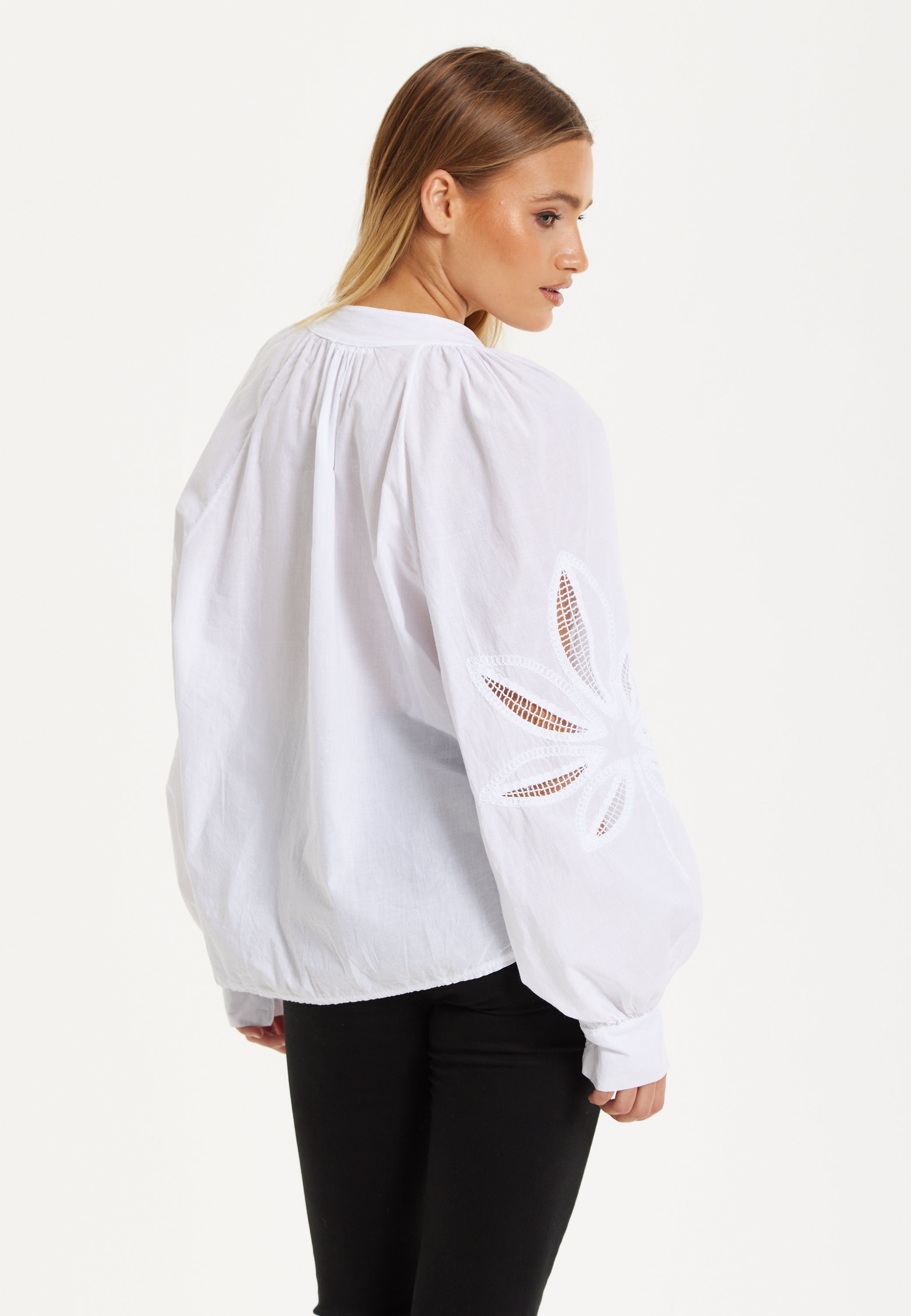 White Cut-Out Sleeve Blouse