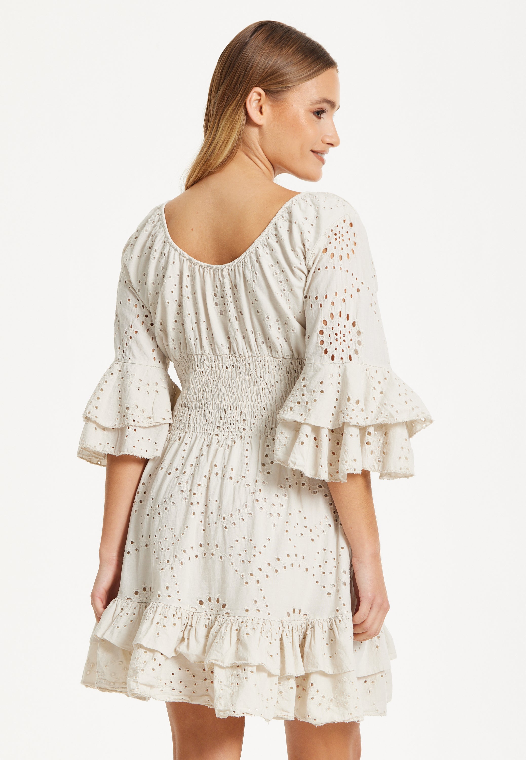 Cream Broderie Anglaise Mini Dress