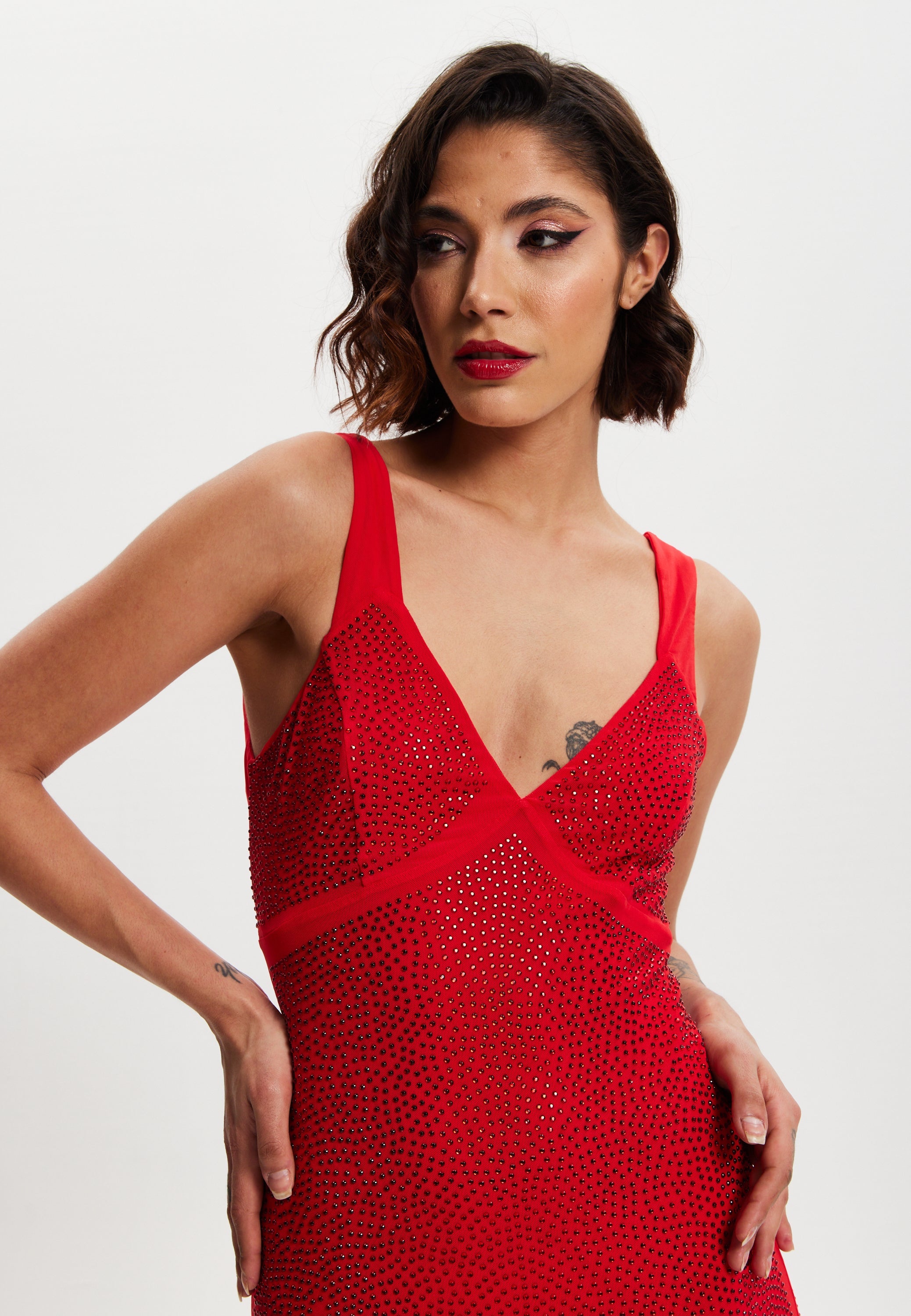 Women’s Maxi Dress in Red with Sleeveless Design and Open Back Detail, Perfectly Dazzling - Liquorish