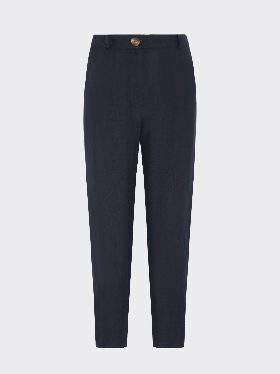 Women's Linen Suit Trousers in Navy | Sustainable | Fanfare