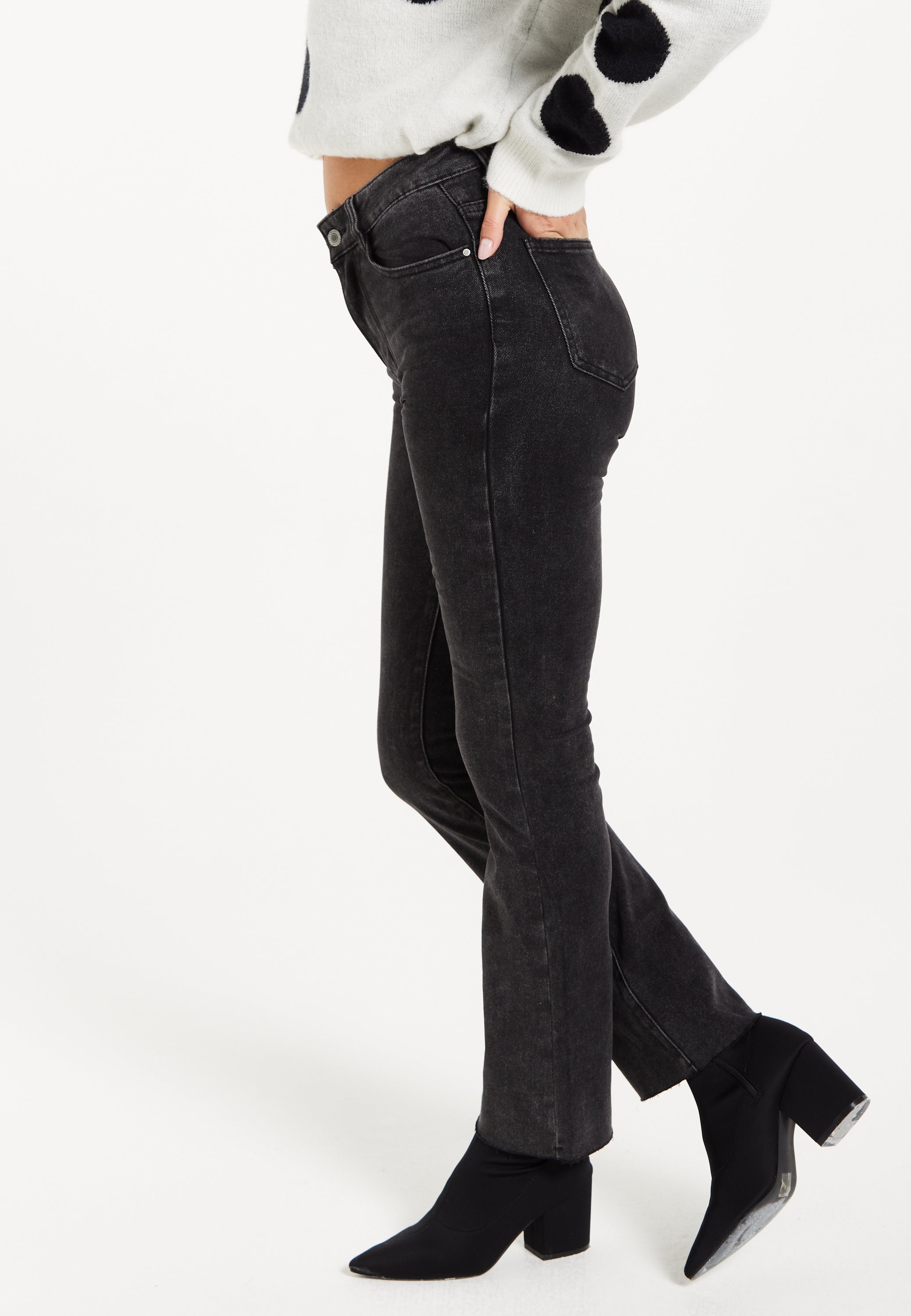 Women's Trousers: High-Waisted Black Jeans with Flattering Fit, Versatile Style, and Comfort - Liquorish