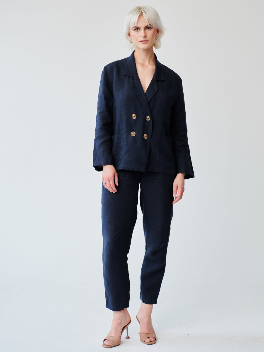 Women's Linen Suit in Navy | Sustainable | Fanfare