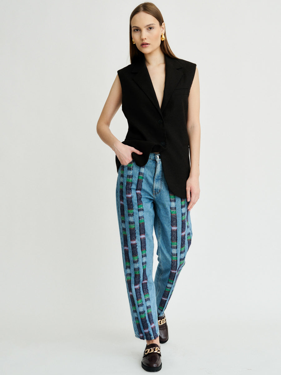 Women's Clover Wool Striped Jeans | Sustainable | Fanfare