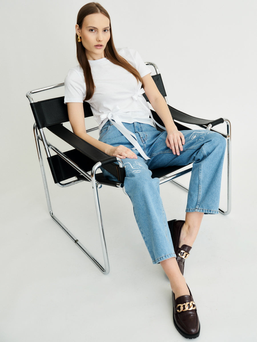 Women's Embroidered Blue Jeans | Sustainable | Fanfare