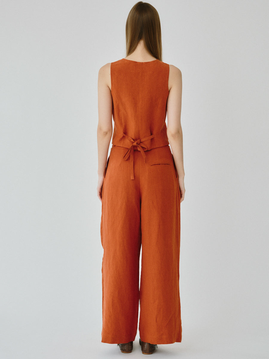 Women's Linen Trousers in Orange | Co-ord Set Celeste | Fanfare