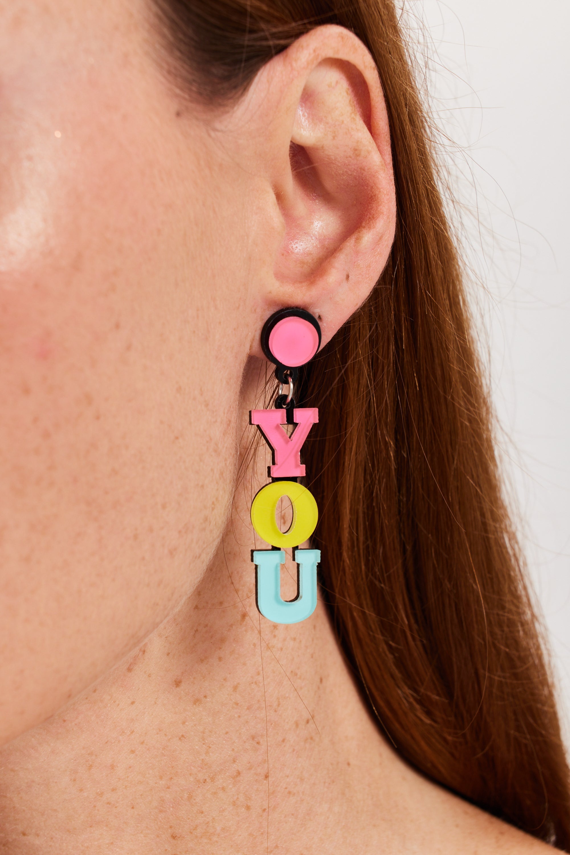 Liquorish "Love You" Drop Style Earrings In Multi Colour