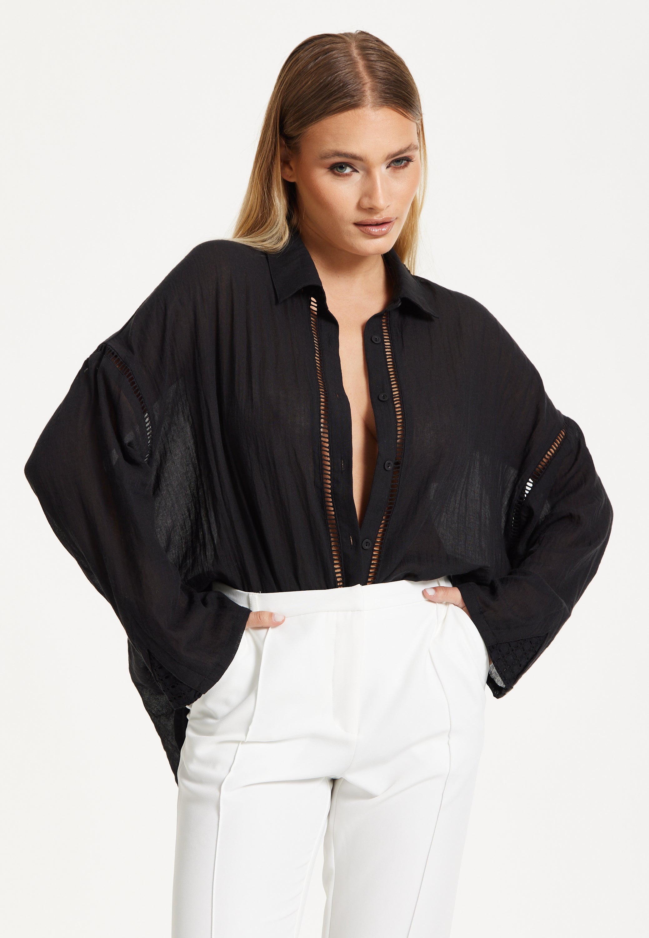Black Sheer Relaxed Fit Shirt