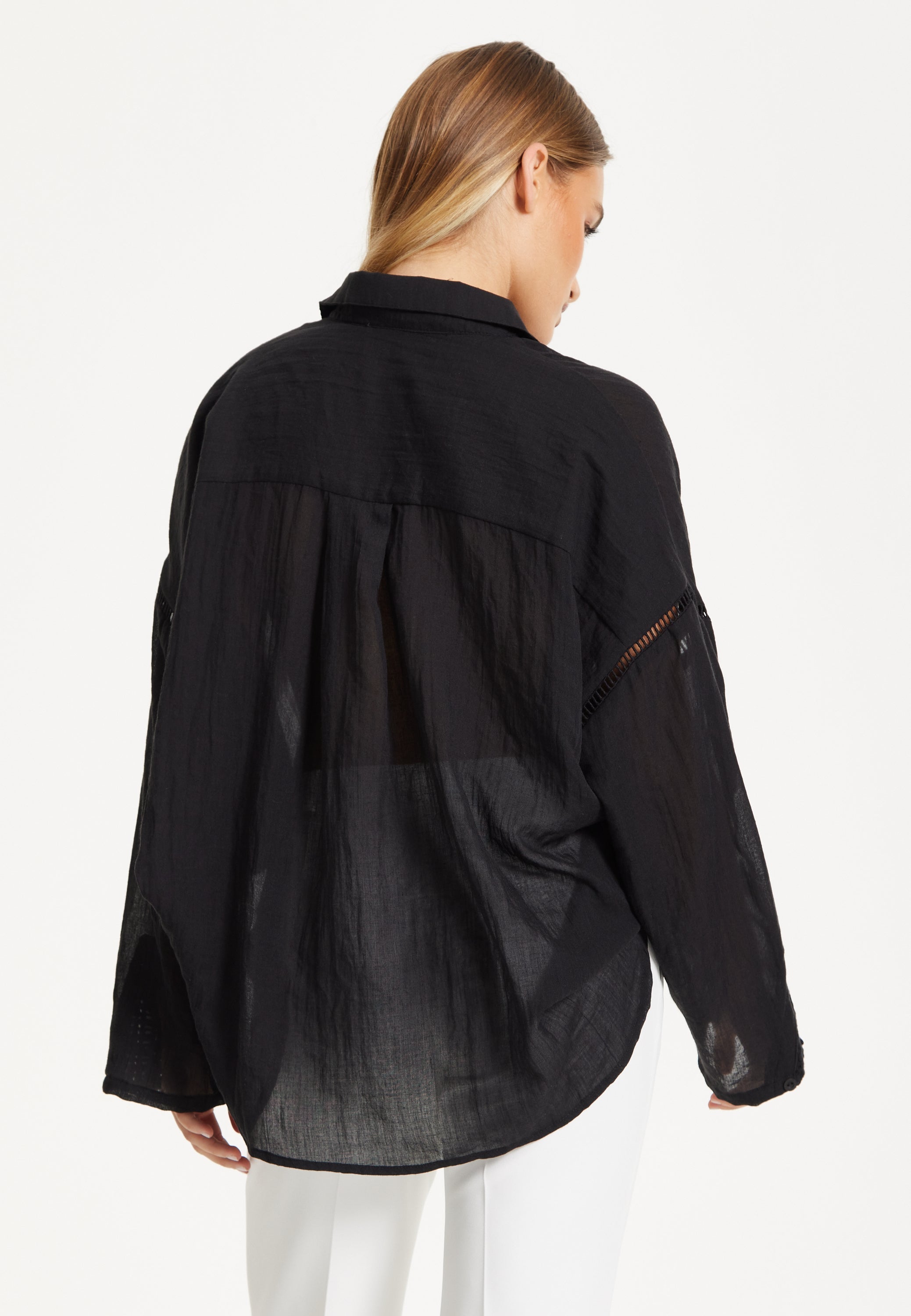 Black Sheer Relaxed Fit Shirt