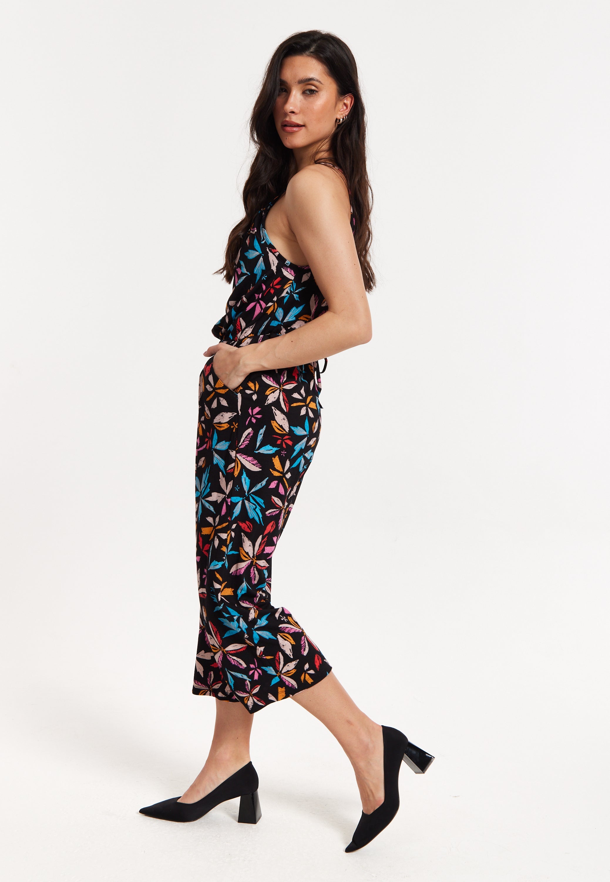 Floral Print Sleeveless Jumpsuit