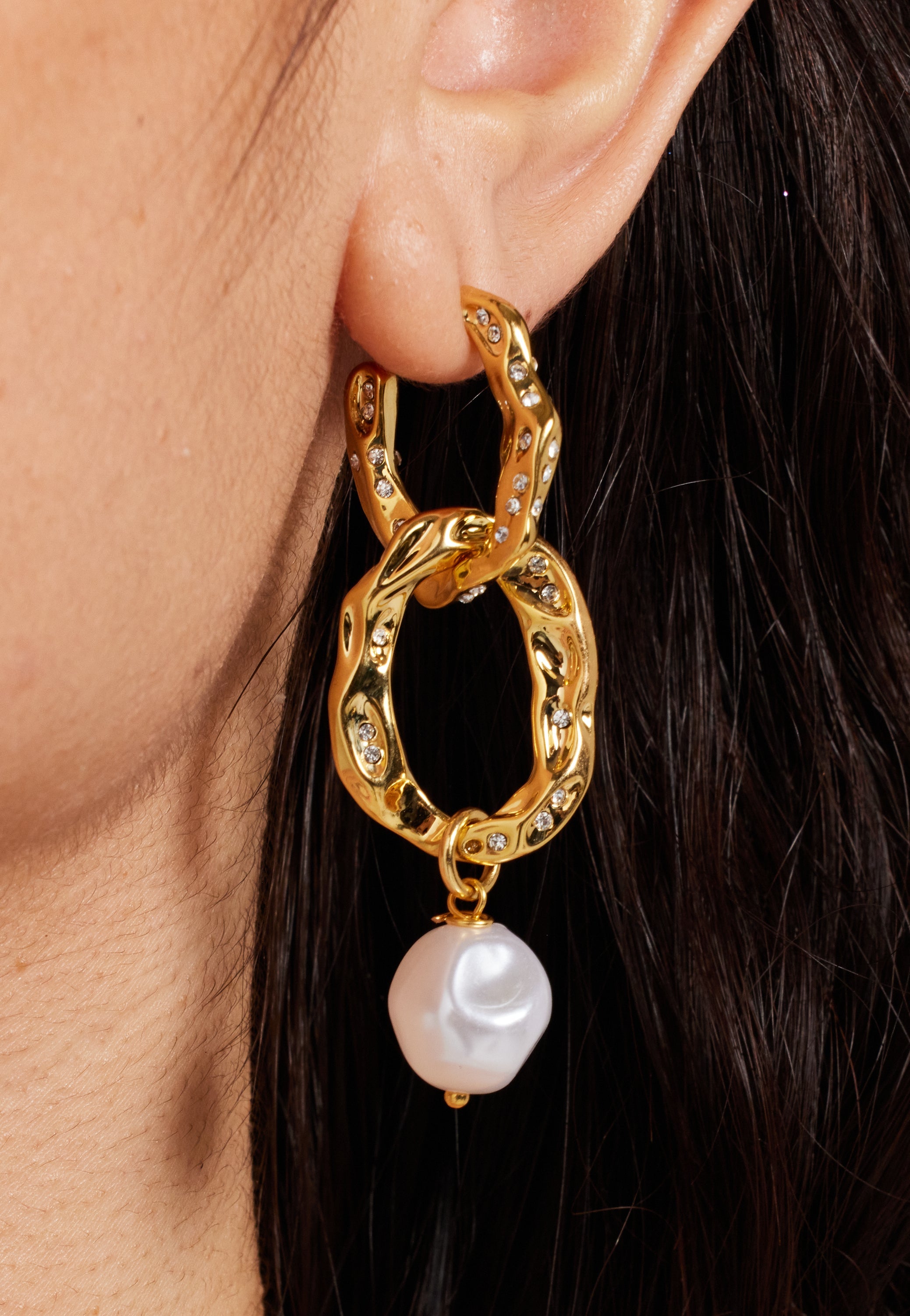 Gold Pearl Drop Earrings