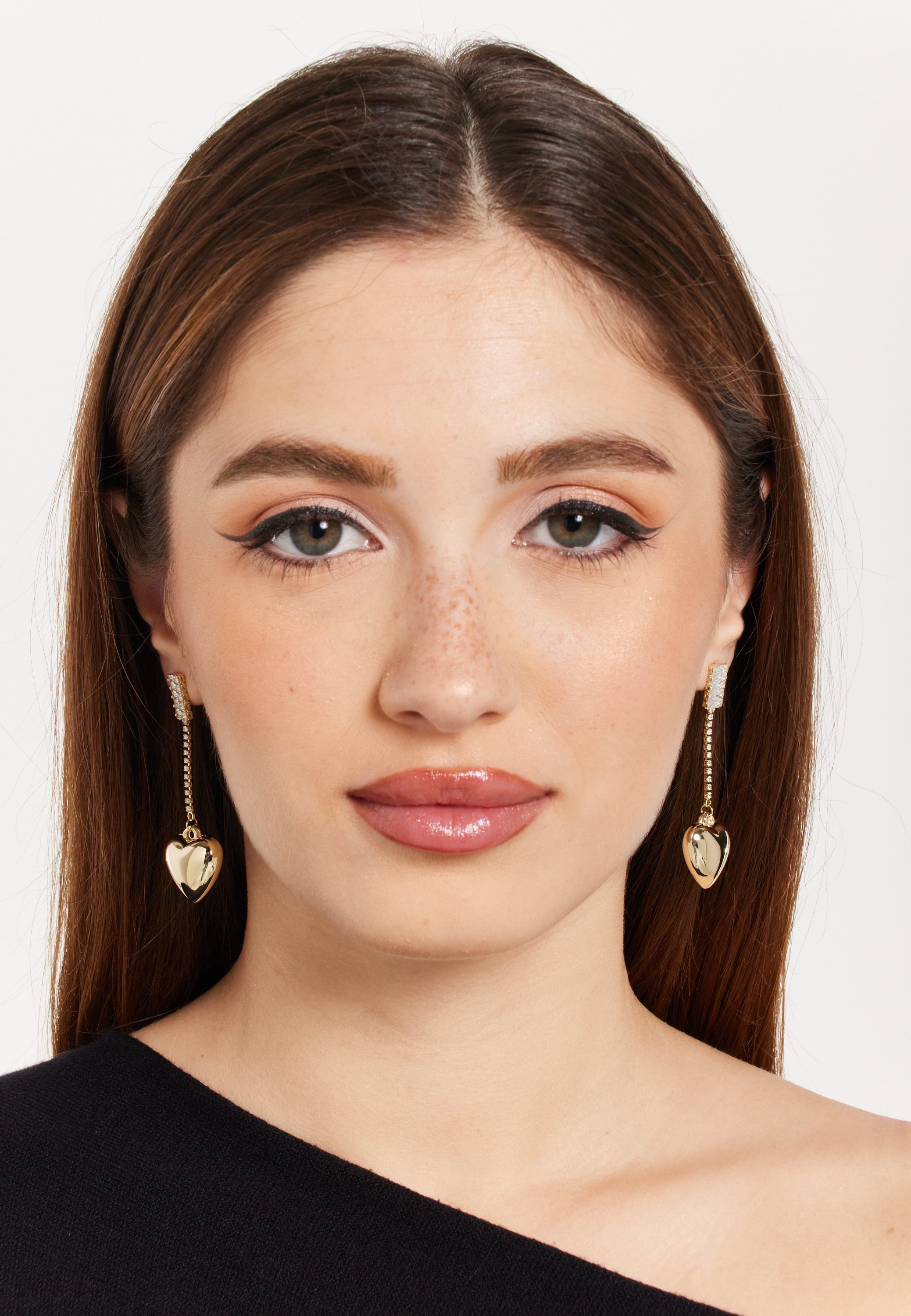 Crystal Diamond Heart Glass Earrings