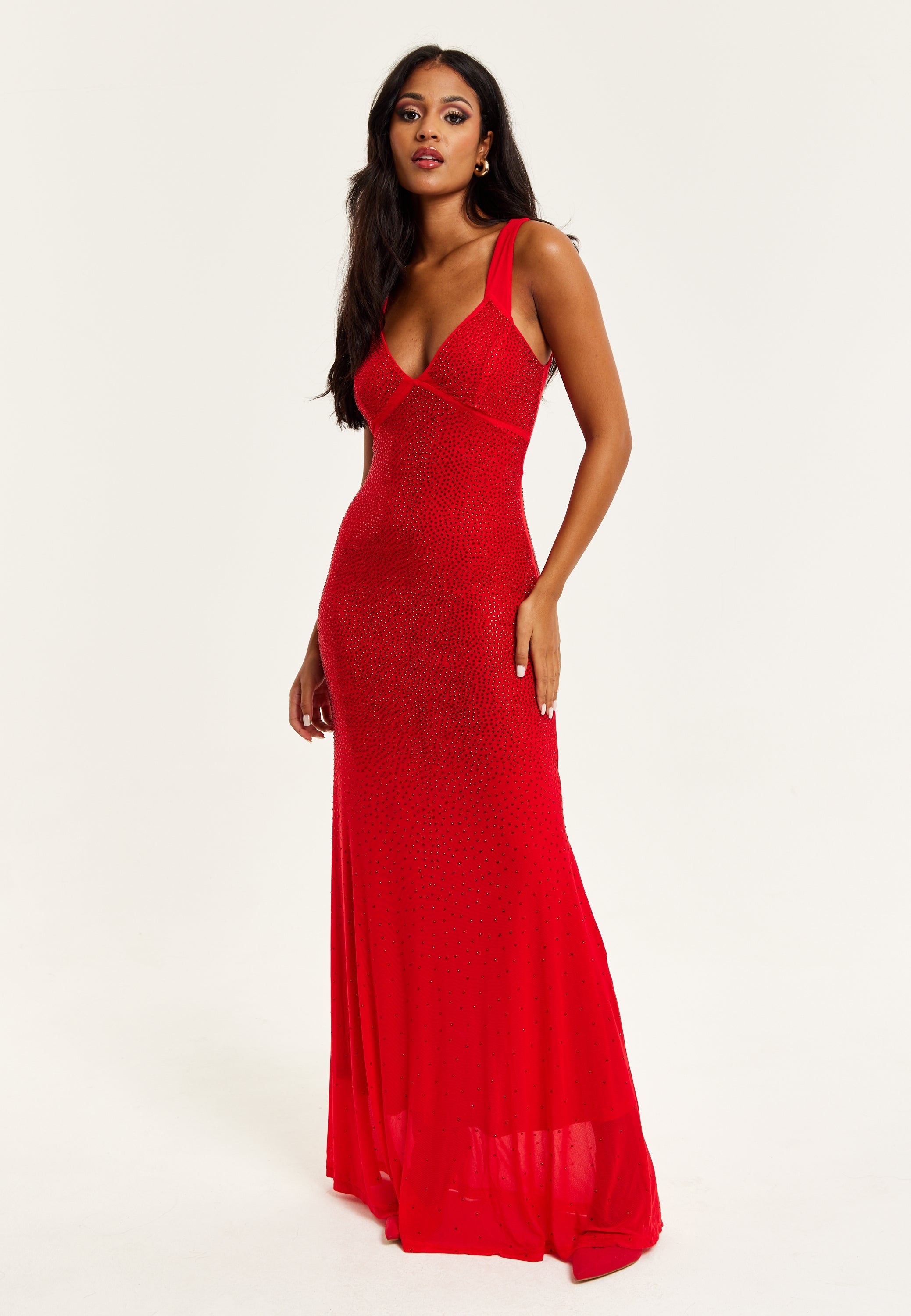 Women’s Maxi Dress in Red with Sleeveless Design and Open Back Detail, Perfectly Dazzling - Liquorish