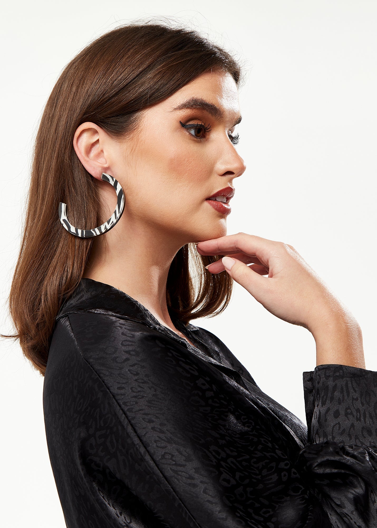 Divine Grace Large Zebra Stripe Hoops with Mother of Pearl