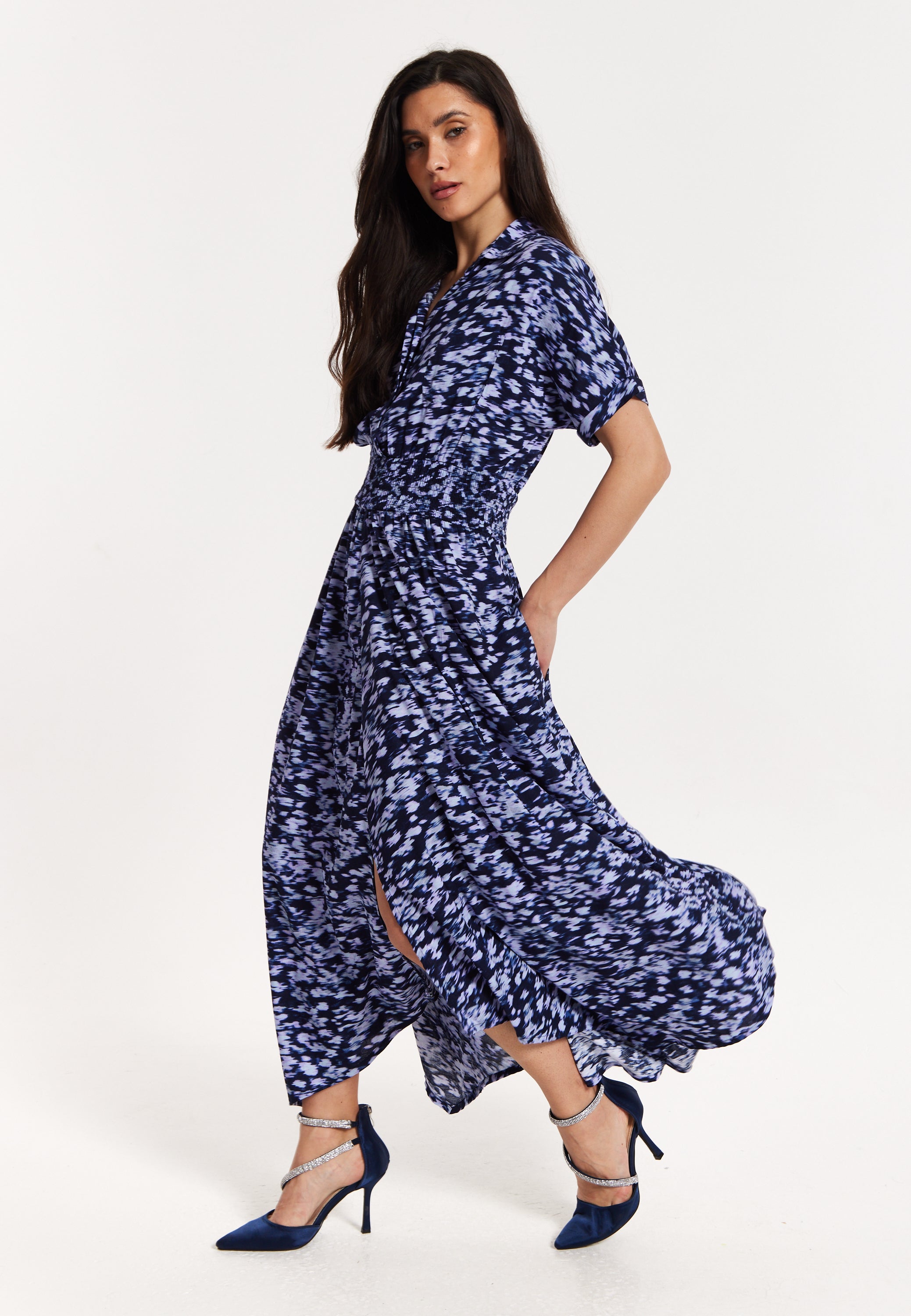 Abstract Printed Elasticated Waist Dress