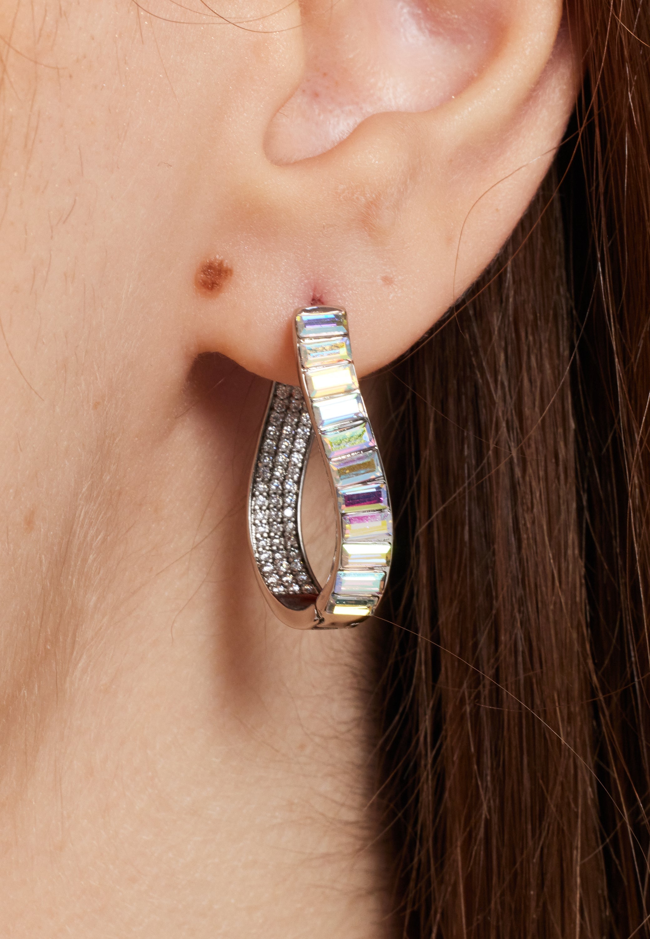 Crystal Oval Hoop Earrings