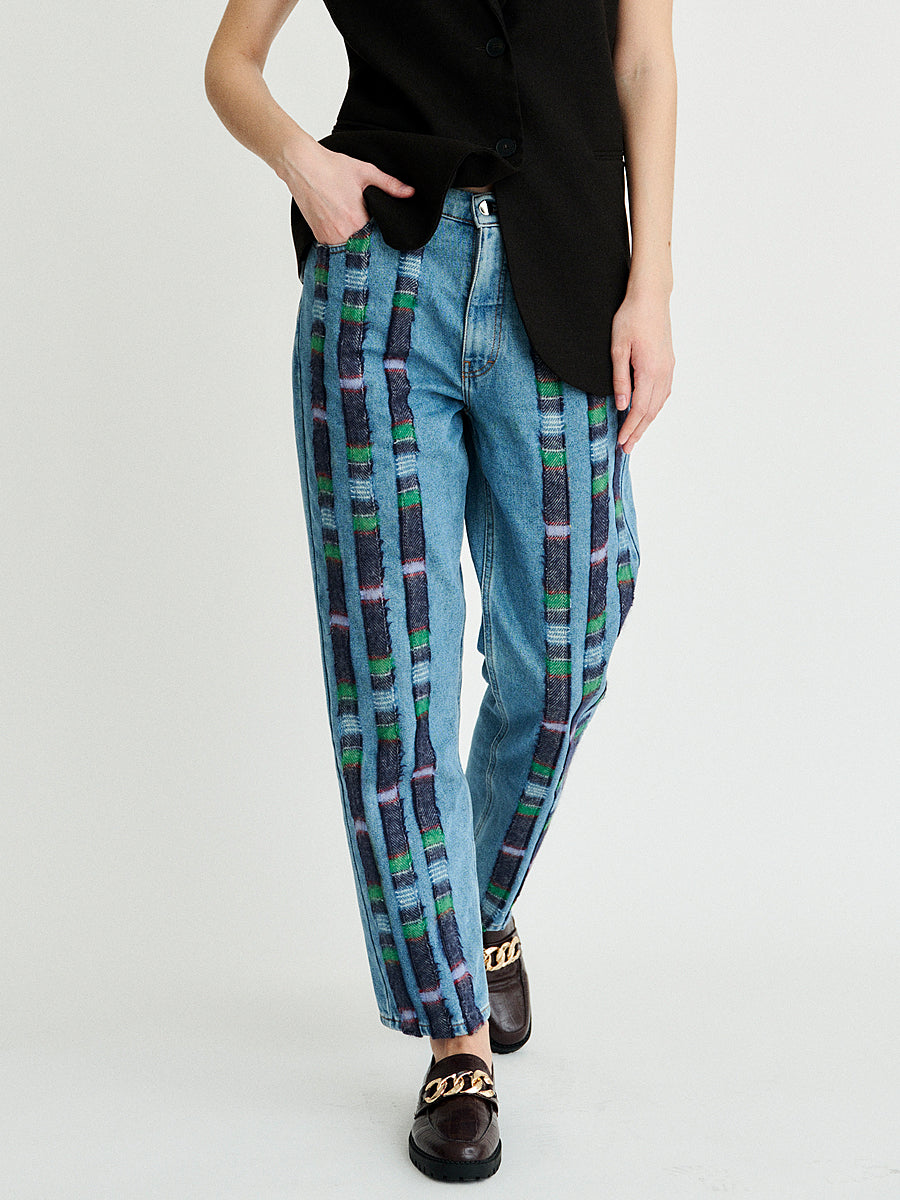 Women's Clover Wool Striped Jeans | Sustainable | Fanfare