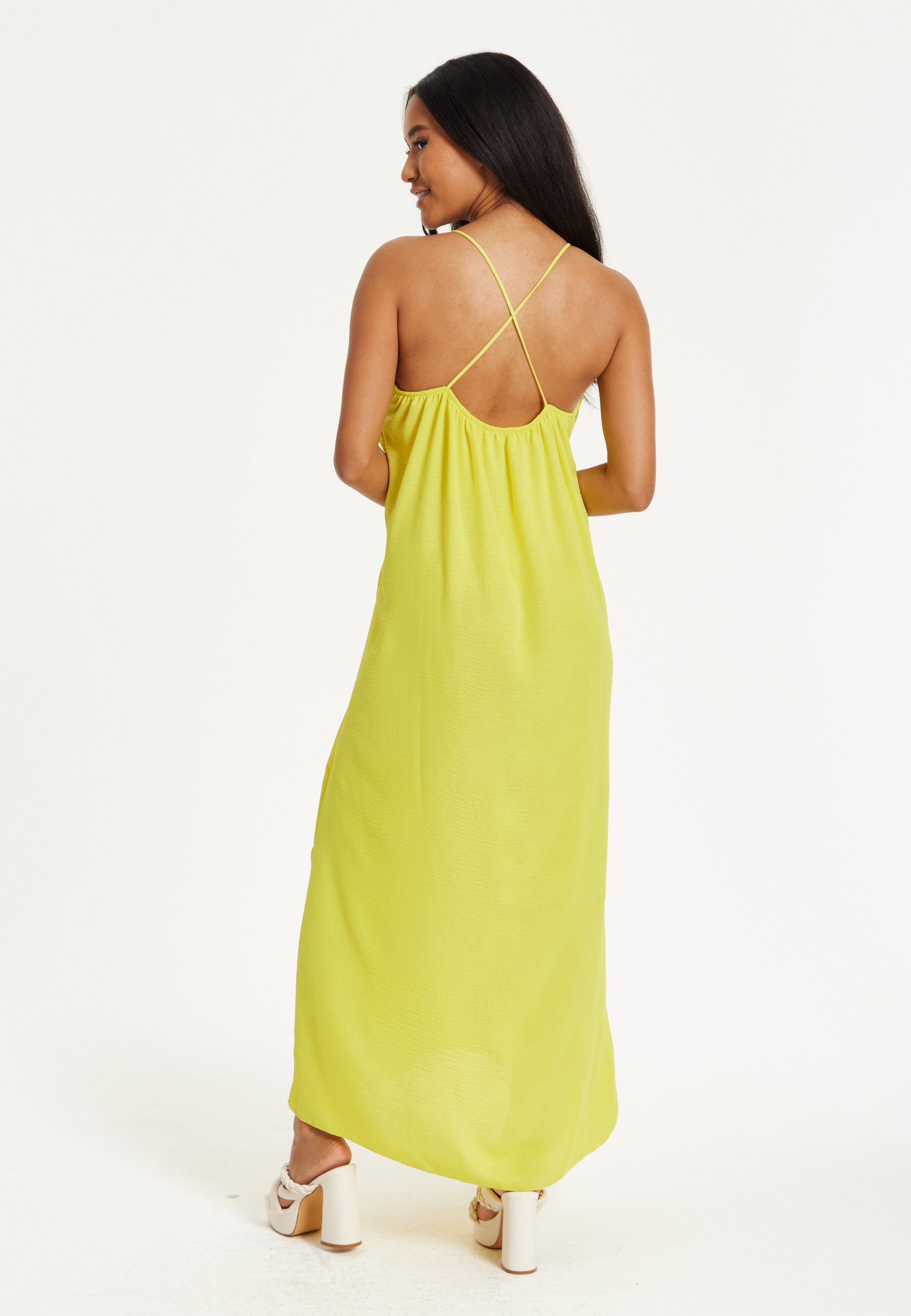 Yellow Cross-Back Maxi Dress