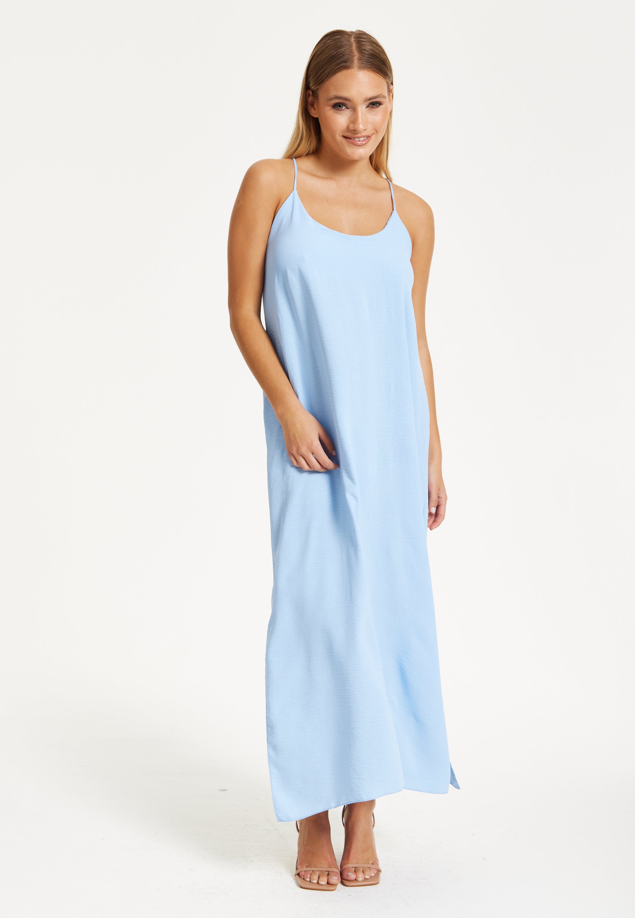 Light Blue Cross-Back Maxi Dress