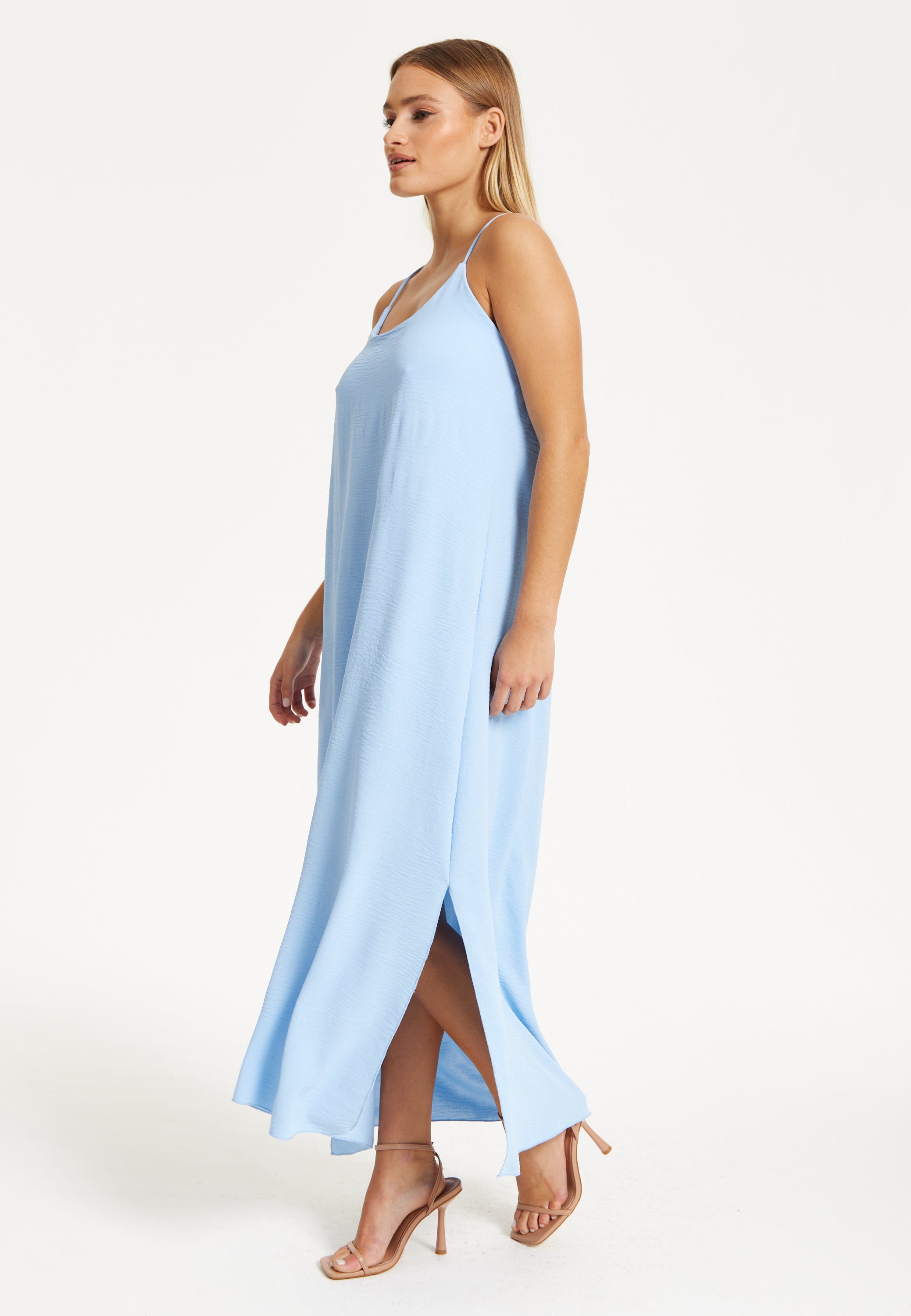 Light Blue Cross-Back Maxi Dress