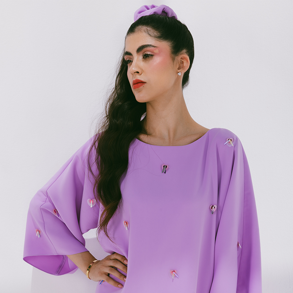 Classic cut kaftan with scattered embroidery in crepe fabric. Available in 2 color options. Dry clean. Shop designer women clothing online. Shop now!