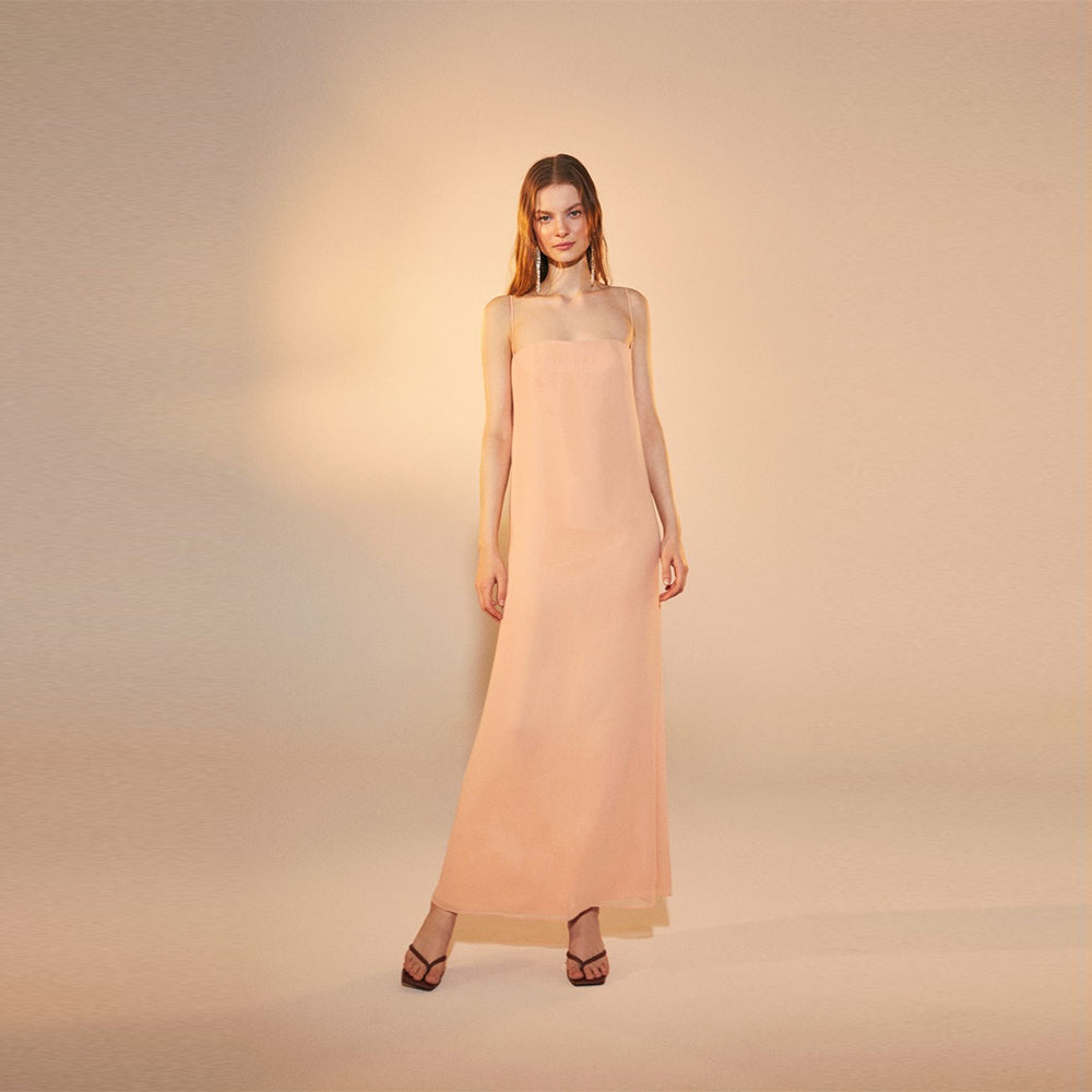 Aella Long Dress in Apricot Cream
