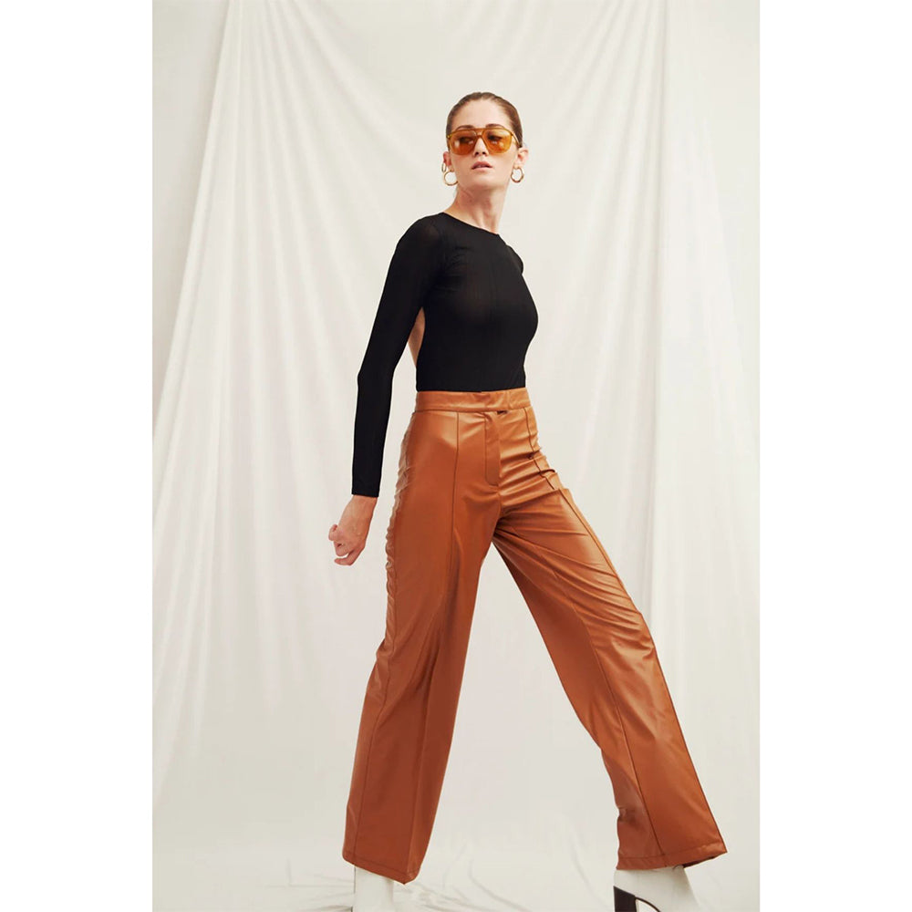 Stylish Alba Vegan Leather Wide Leg Trousers from our women clothing store. Shop Now!