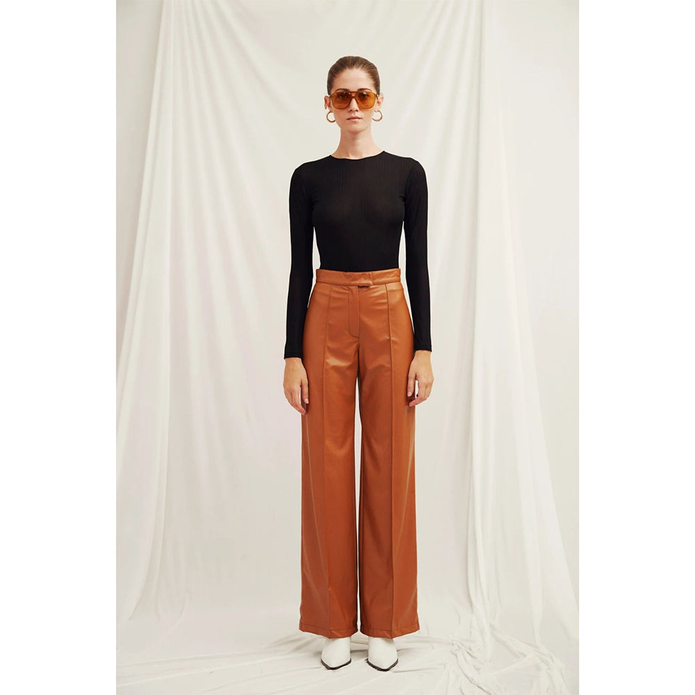 Stylish Alba Vegan Leather Wide Leg Trousers from our women clothing store. Shop Now!