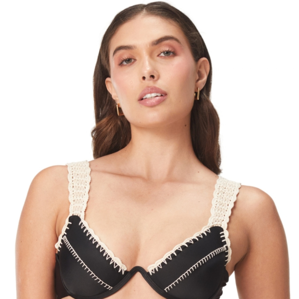Shop the Alessia Crochet Bikini Top at TLM, featuring delicate artisanal detailing and a feminine fit. Explore luxury swimwear on The Luxe Maison website.