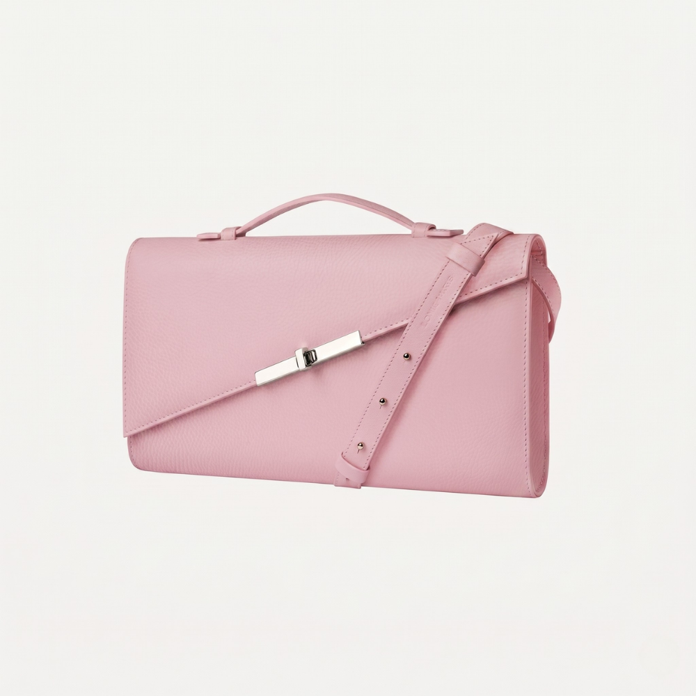 Alex Clutch in Pink Grain