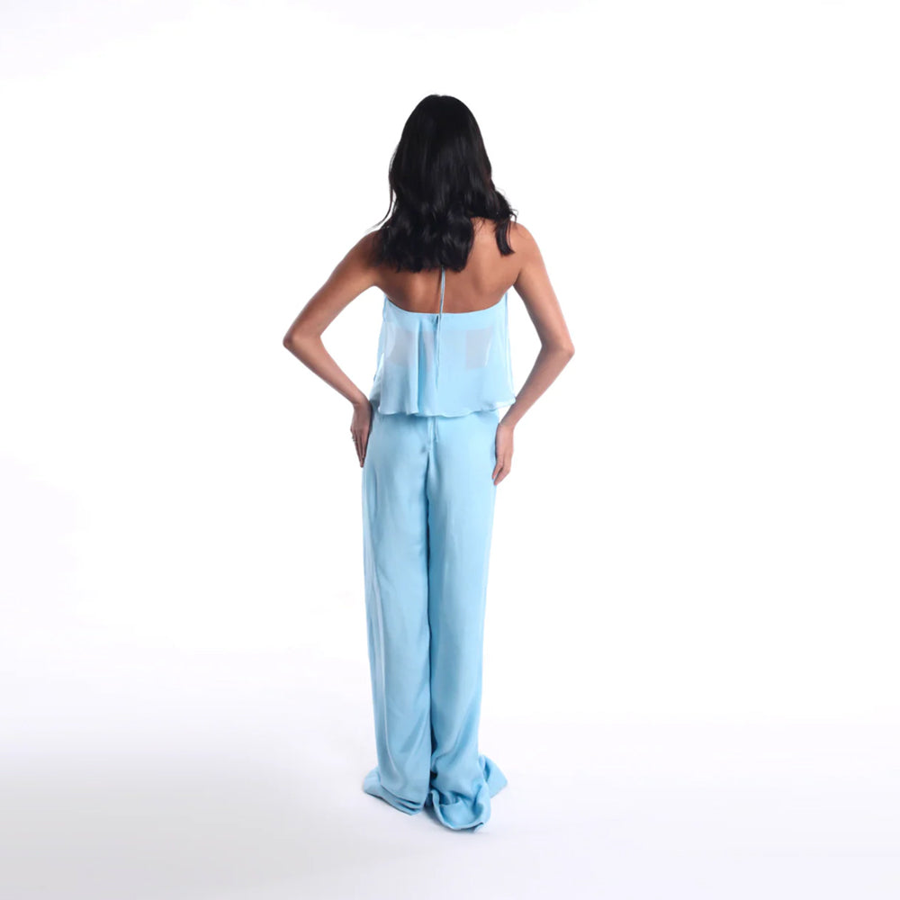 Sheer layered co ord set with floral neckline, perfect for daytime events. Shop online from our curated edit of premium fashion.
