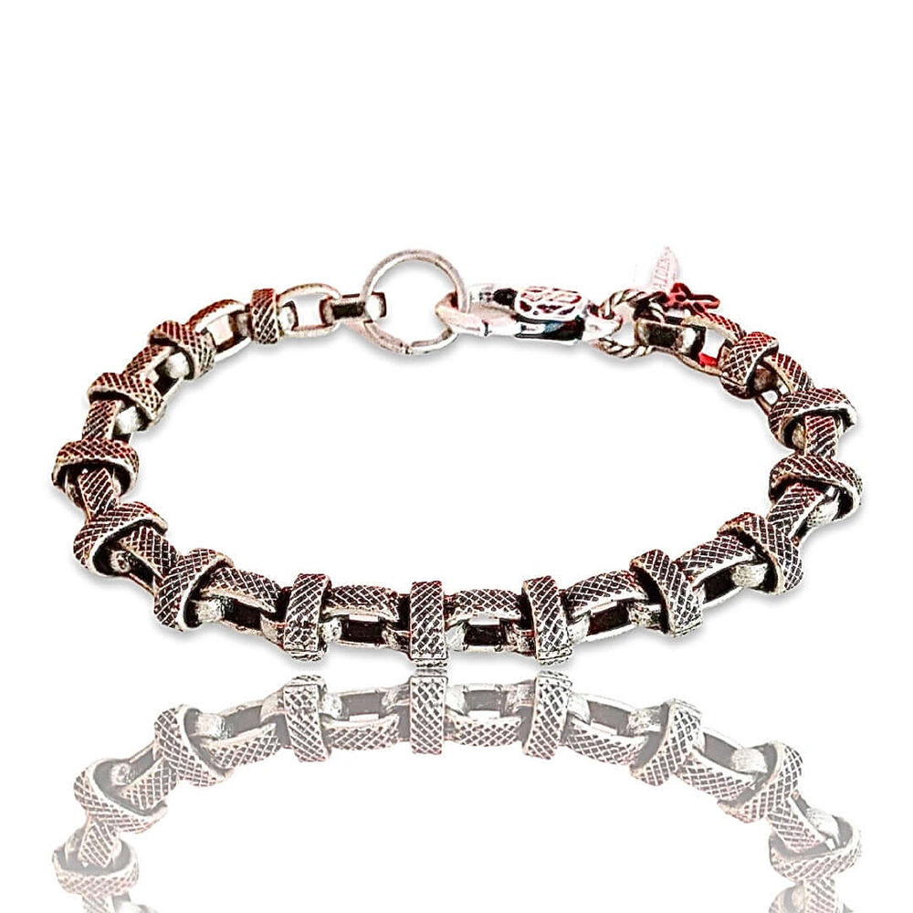 Mens small multi chain bracelet in silver. Handmade, hypoallergenic and made in italy. 