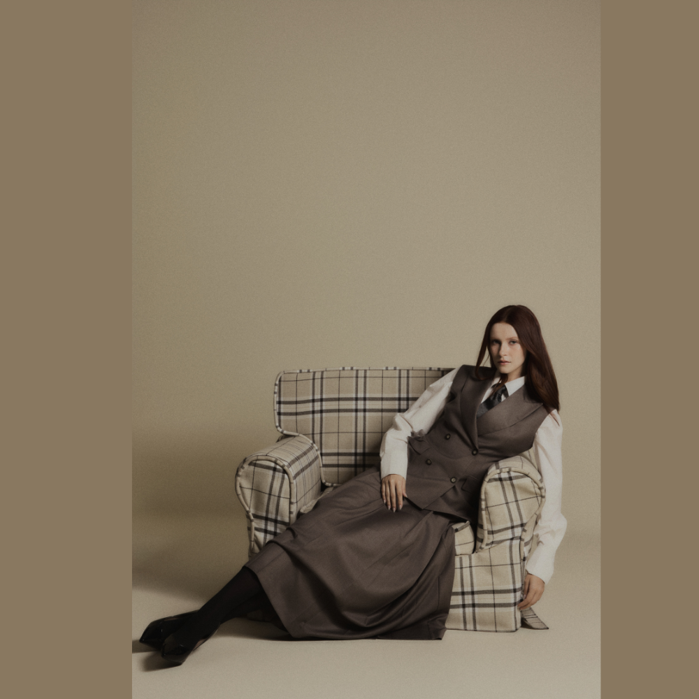 Ash Grey Tailored Pleated Skirt