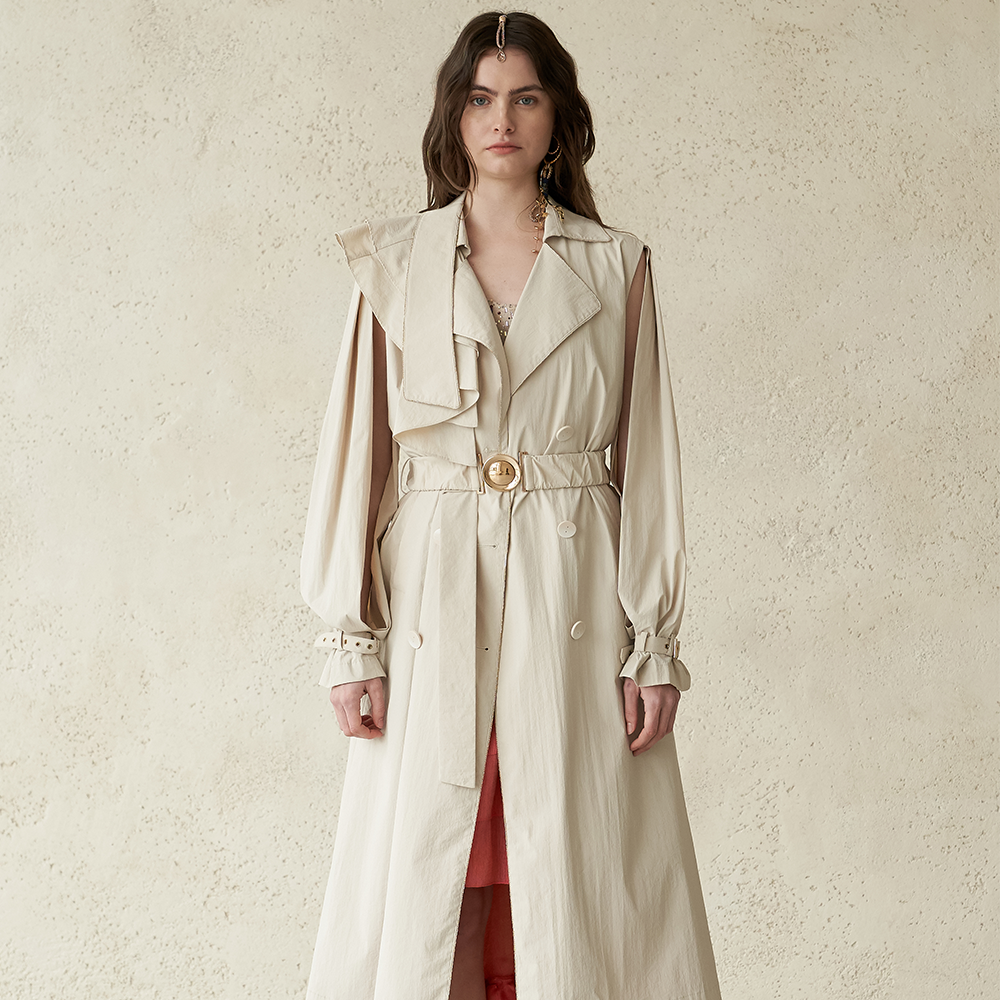 Ivory colored trench coat