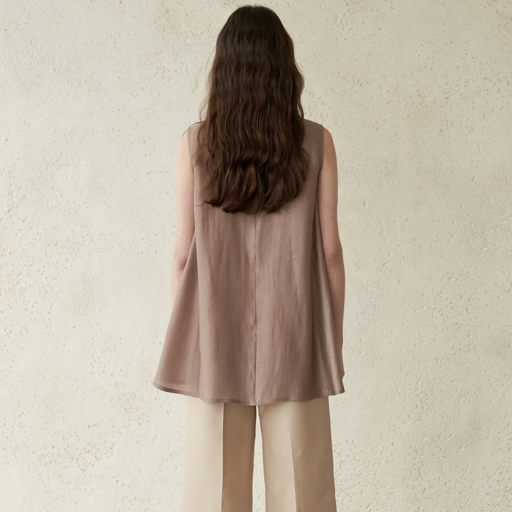 Taupe color unbalanced blouse