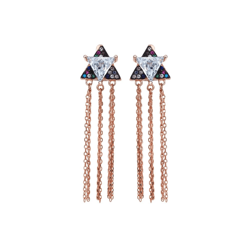 18ct Rose Gold Plated Earrings.925 Sterling Silver.Zircon & Natural Stones.