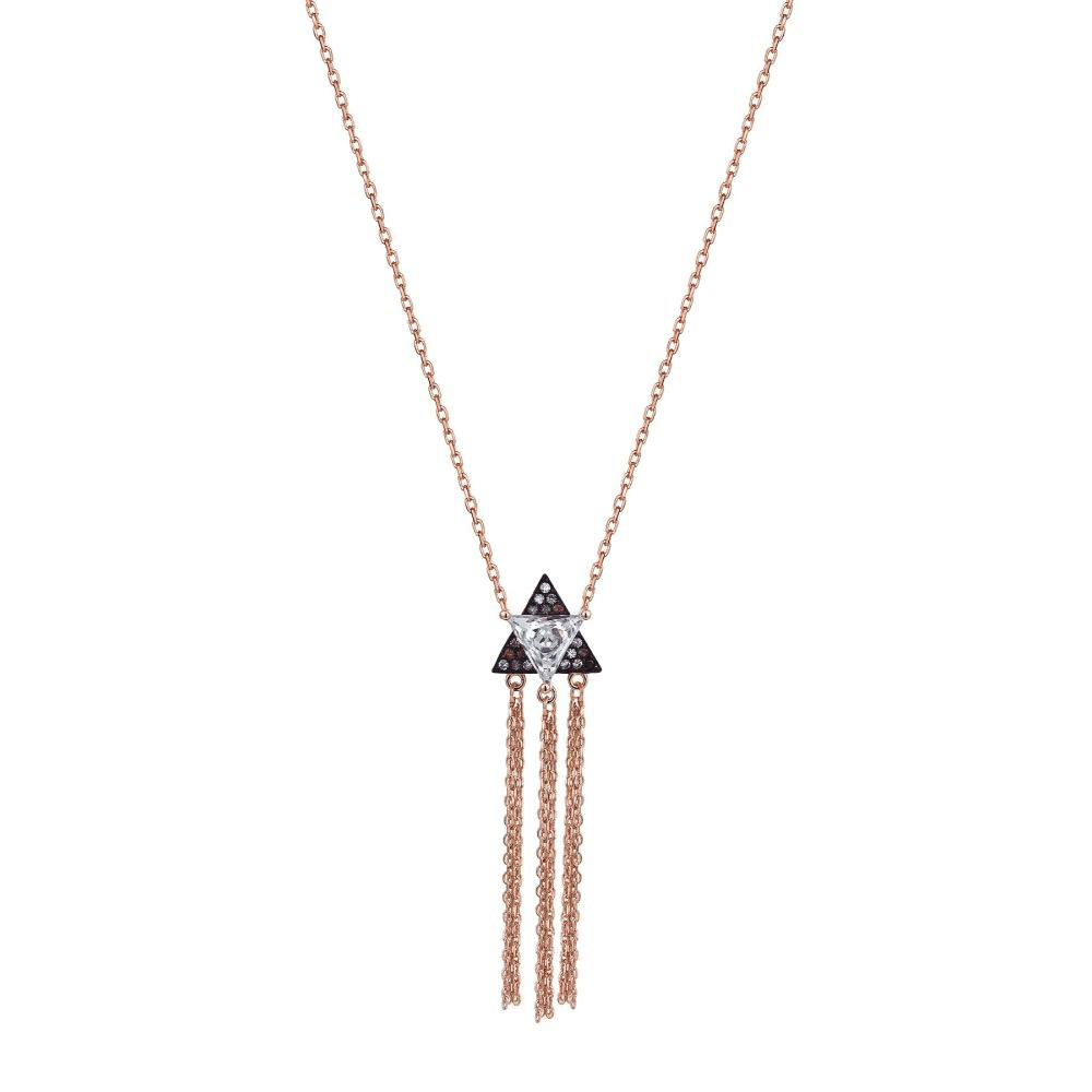 18ct Rose Gold Plated Pendant.925 Sterling Silver.Zircon & Natural Stones.