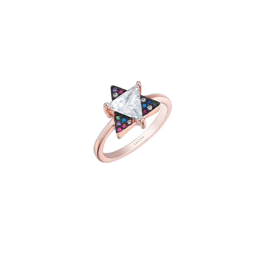 18ct Rose Gold Plated Ring.925 Sterling Silver.Zircon & Natural Stones.